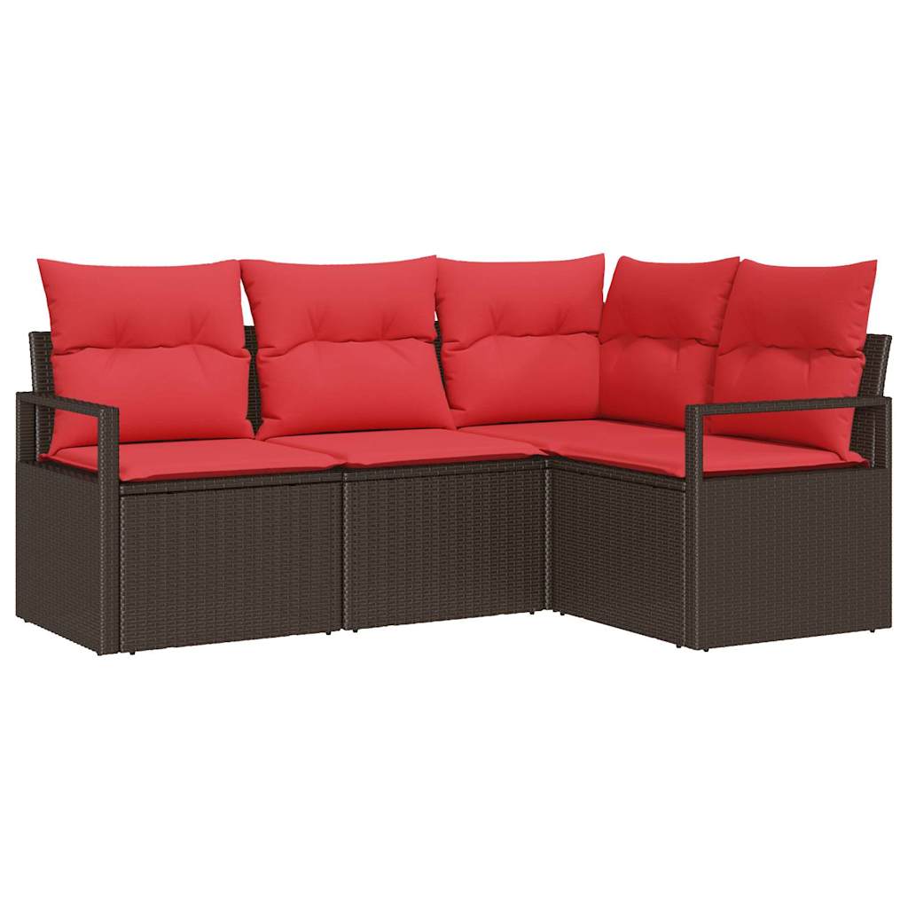 Bankstel 4 pcs Bruin poly rattan is nu te koop bij PeponiXL, paradijselijk wonen!