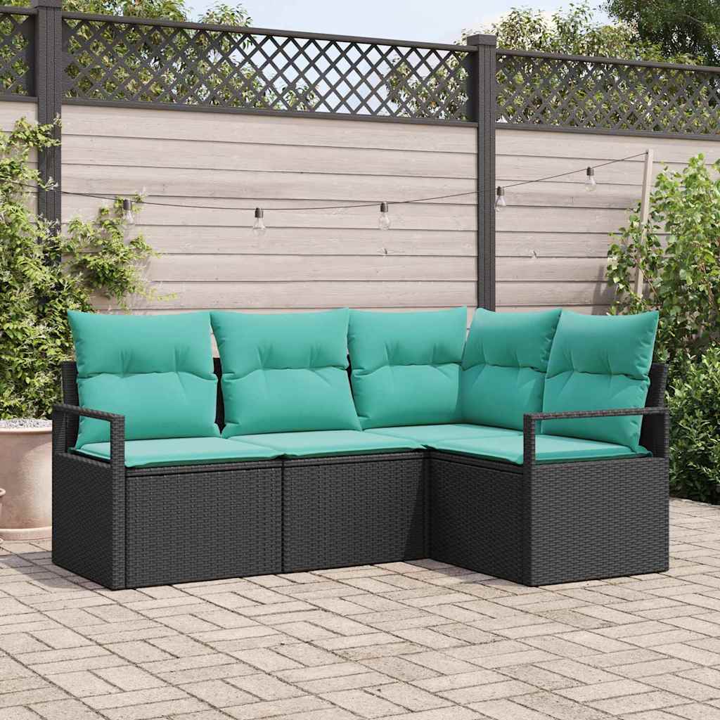 Bankstel 4 pcs Zwart poly rattan is nu te koop bij PeponiXL, paradijselijk wonen!