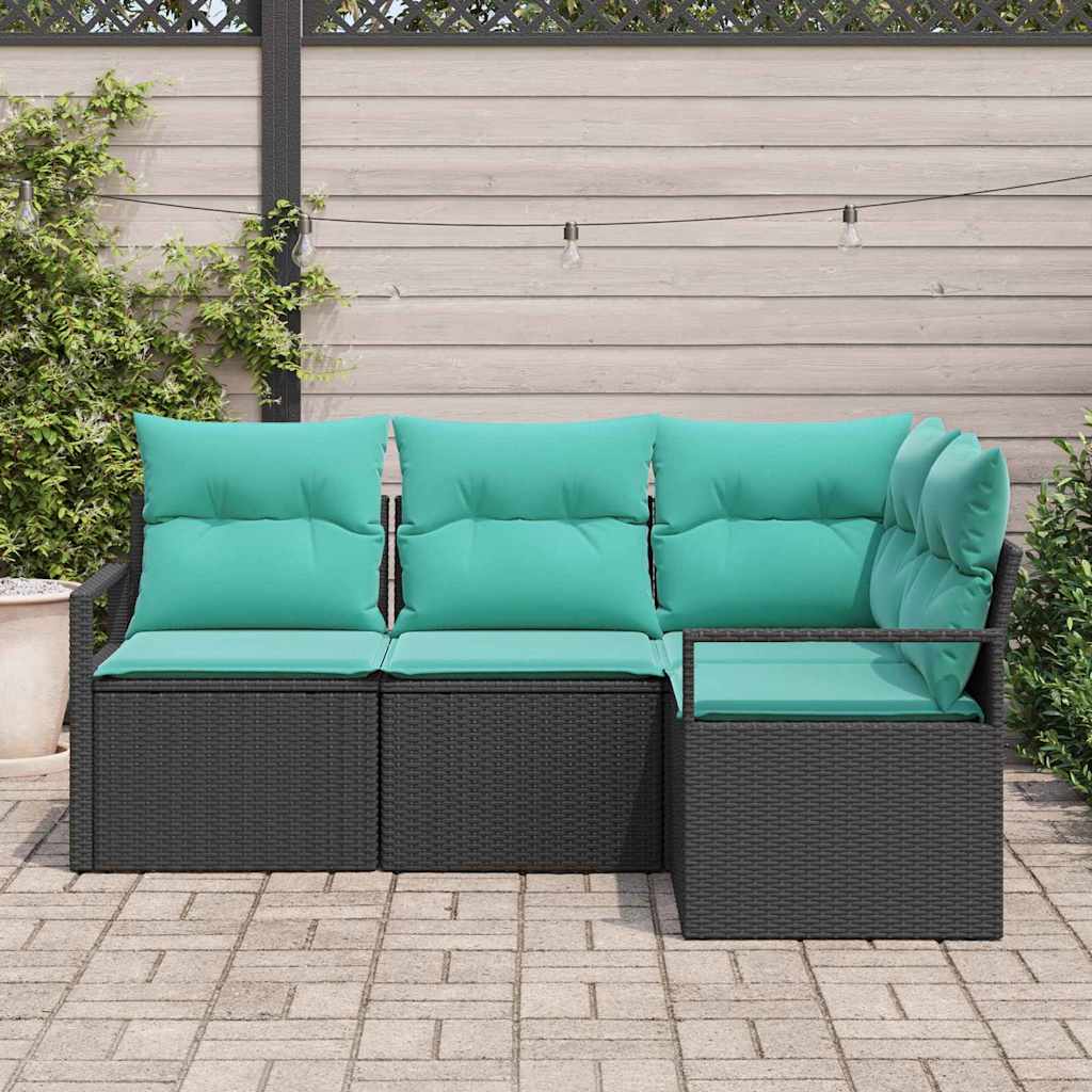 Bankstel 4 pcs Zwart poly rattan is nu te koop bij PeponiXL, paradijselijk wonen!