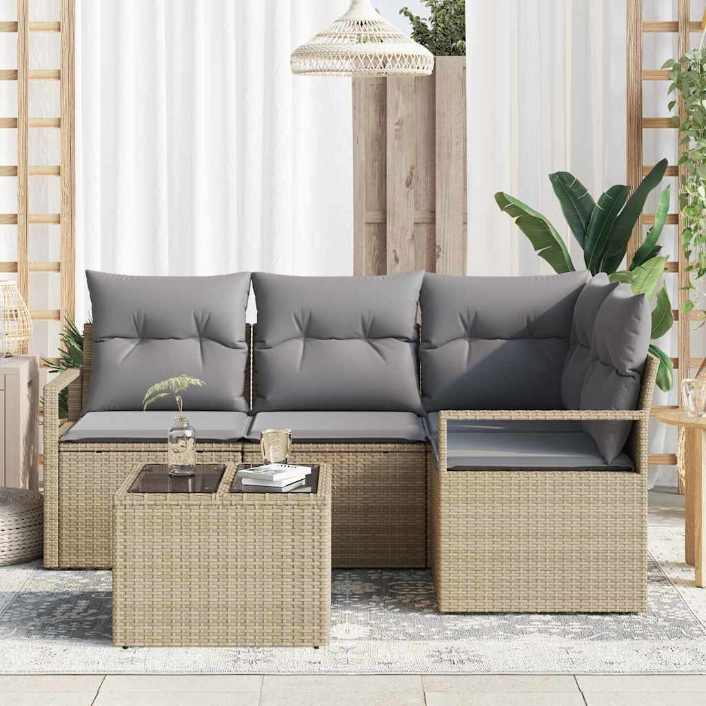 Bankstel 5 pcs Beige poly rattan is nu te koop bij PeponiXL, paradijselijk wonen!