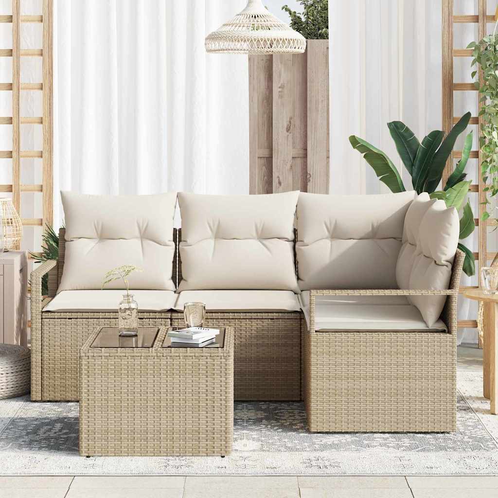 Bankstel 5 pcs Beige poly rattan is nu te koop bij PeponiXL, paradijselijk wonen!