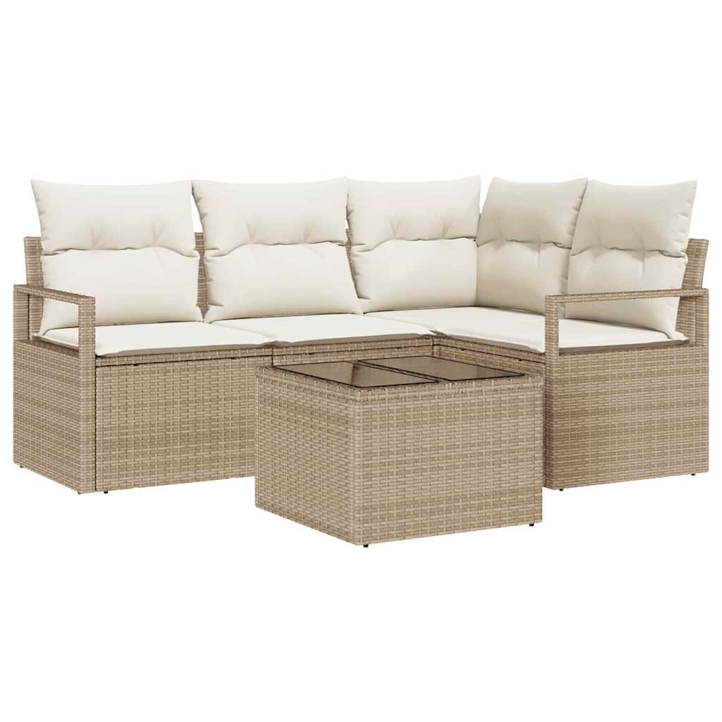Bankstel 5 pcs Beige poly rattan is nu te koop bij PeponiXL, paradijselijk wonen!