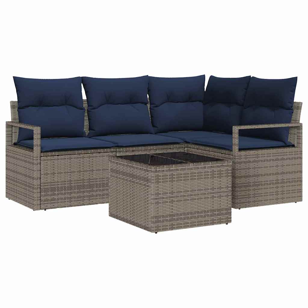 Bankstel 5 pcs Grijs poly rattan is nu te koop bij PeponiXL, paradijselijk wonen!