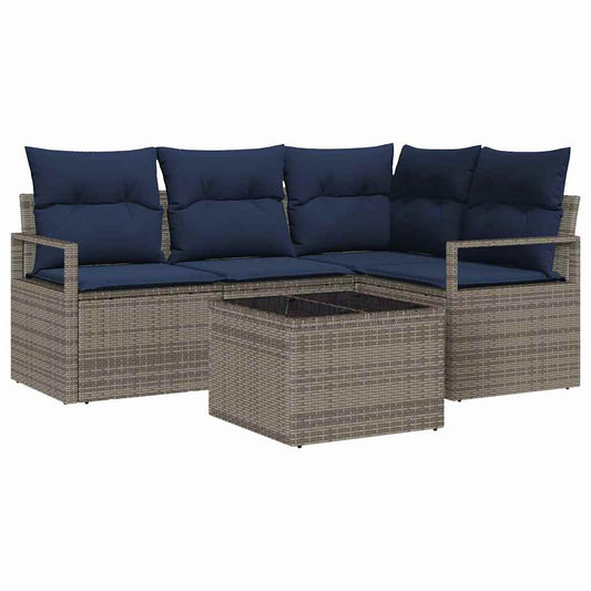 Bankstel 5 pcs Grijs poly rattan is nu te koop bij PeponiXL, paradijselijk wonen!