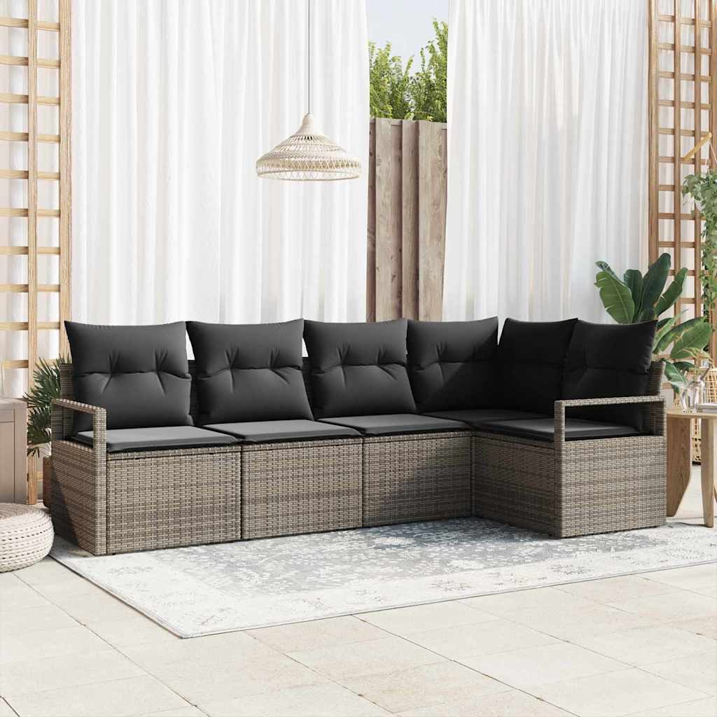 Bankstel 5 pcs Grijs poly rattan is nu te koop bij PeponiXL, paradijselijk wonen!