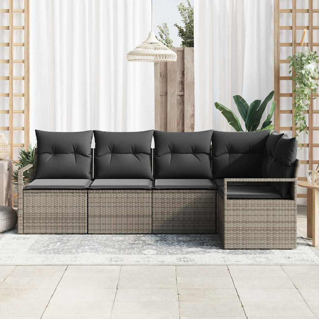 Bankstel 5 pcs Grijs poly rattan is nu te koop bij PeponiXL, paradijselijk wonen!