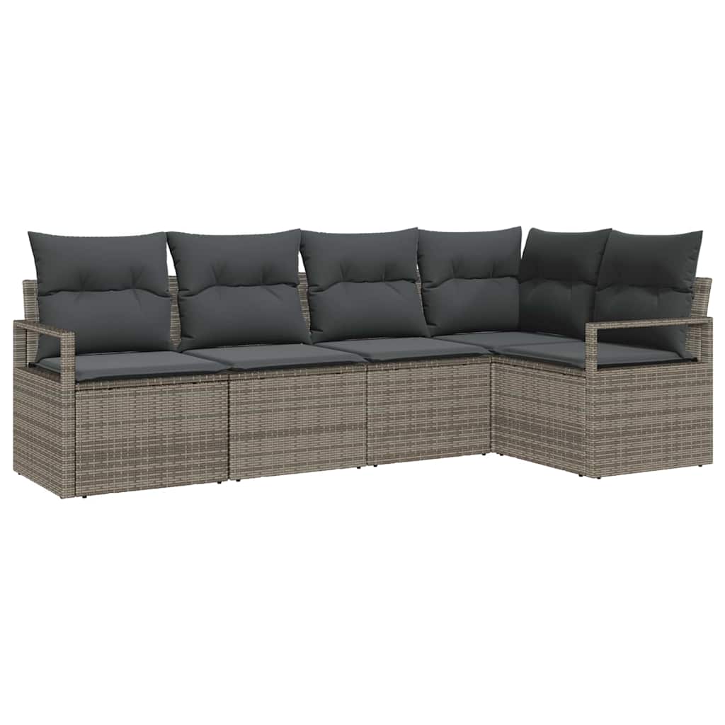Bankstel 5 pcs Grijs poly rattan is nu te koop bij PeponiXL, paradijselijk wonen!