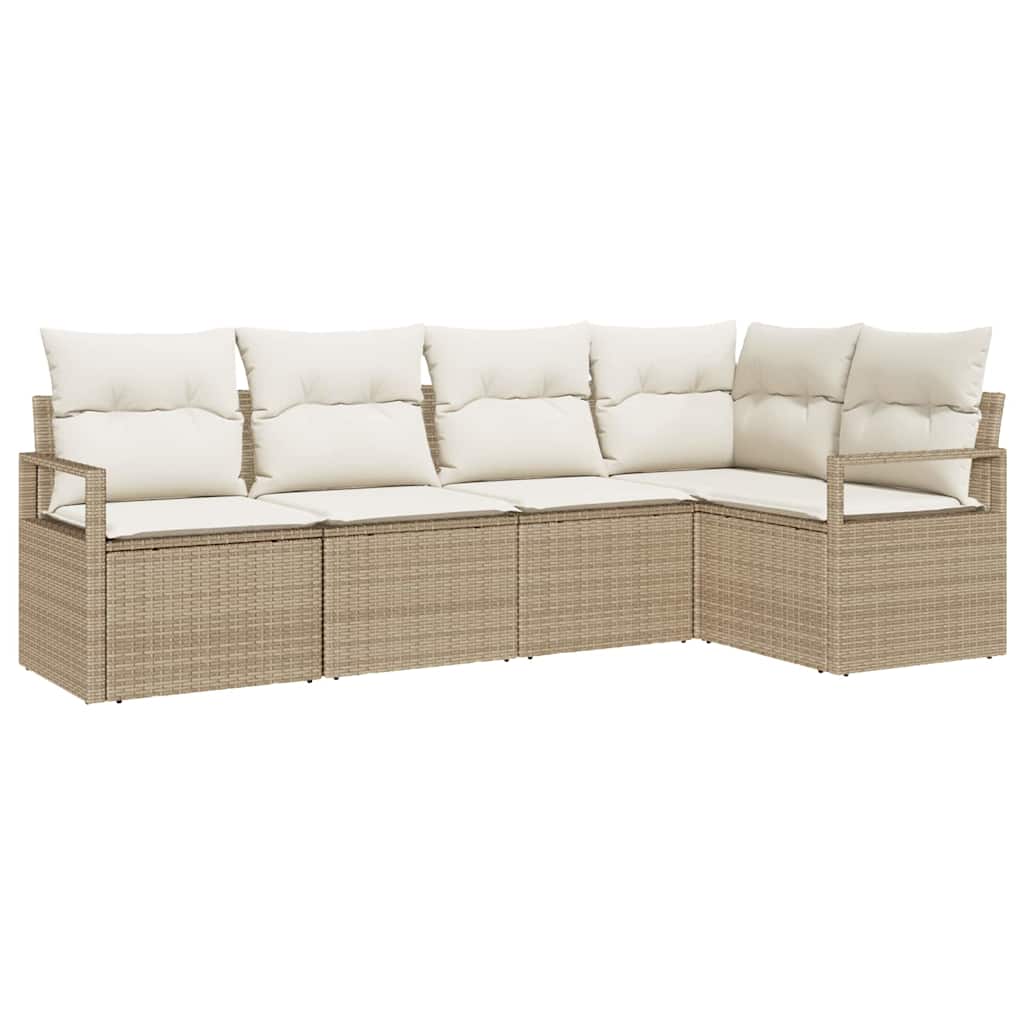 Bankstel met kussen 5 pcs Beige poly rattan