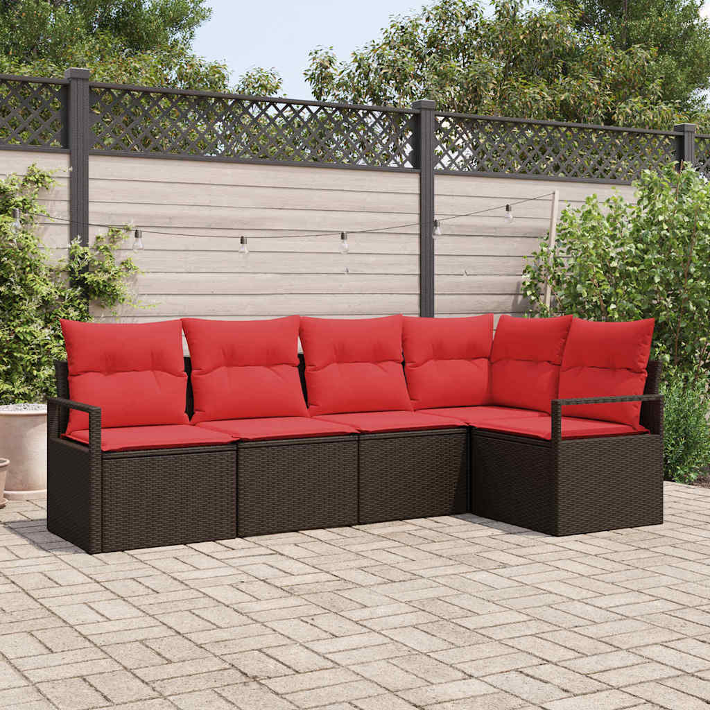 Bankstel 5 pcs Bruin poly rattan is nu te koop bij PeponiXL, paradijselijk wonen!