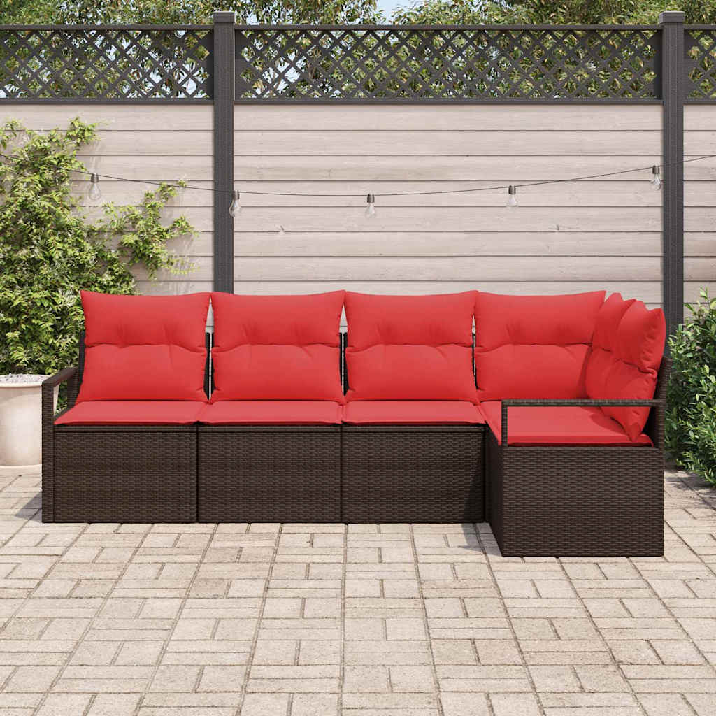 Bankstel 5 pcs Bruin poly rattan is nu te koop bij PeponiXL, paradijselijk wonen!