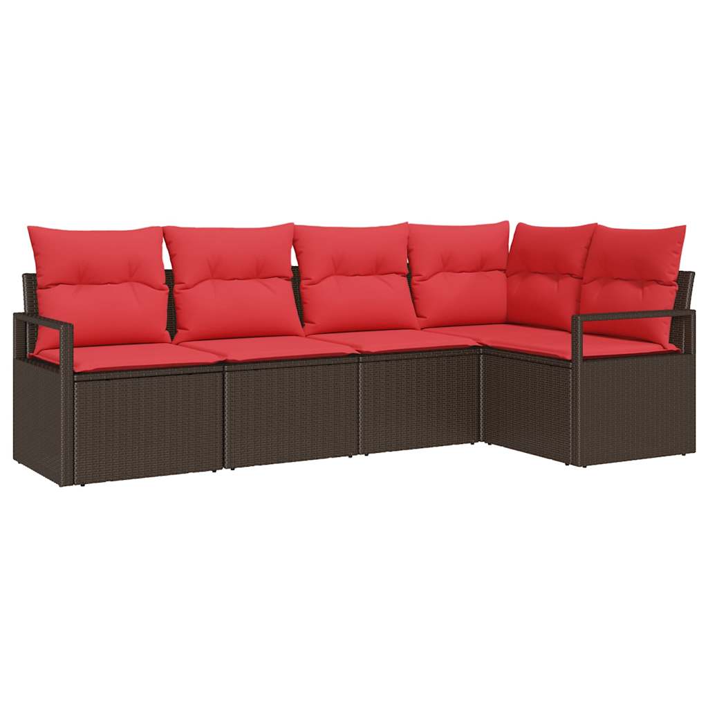 Bankstel 5 pcs Bruin poly rattan is nu te koop bij PeponiXL, paradijselijk wonen!