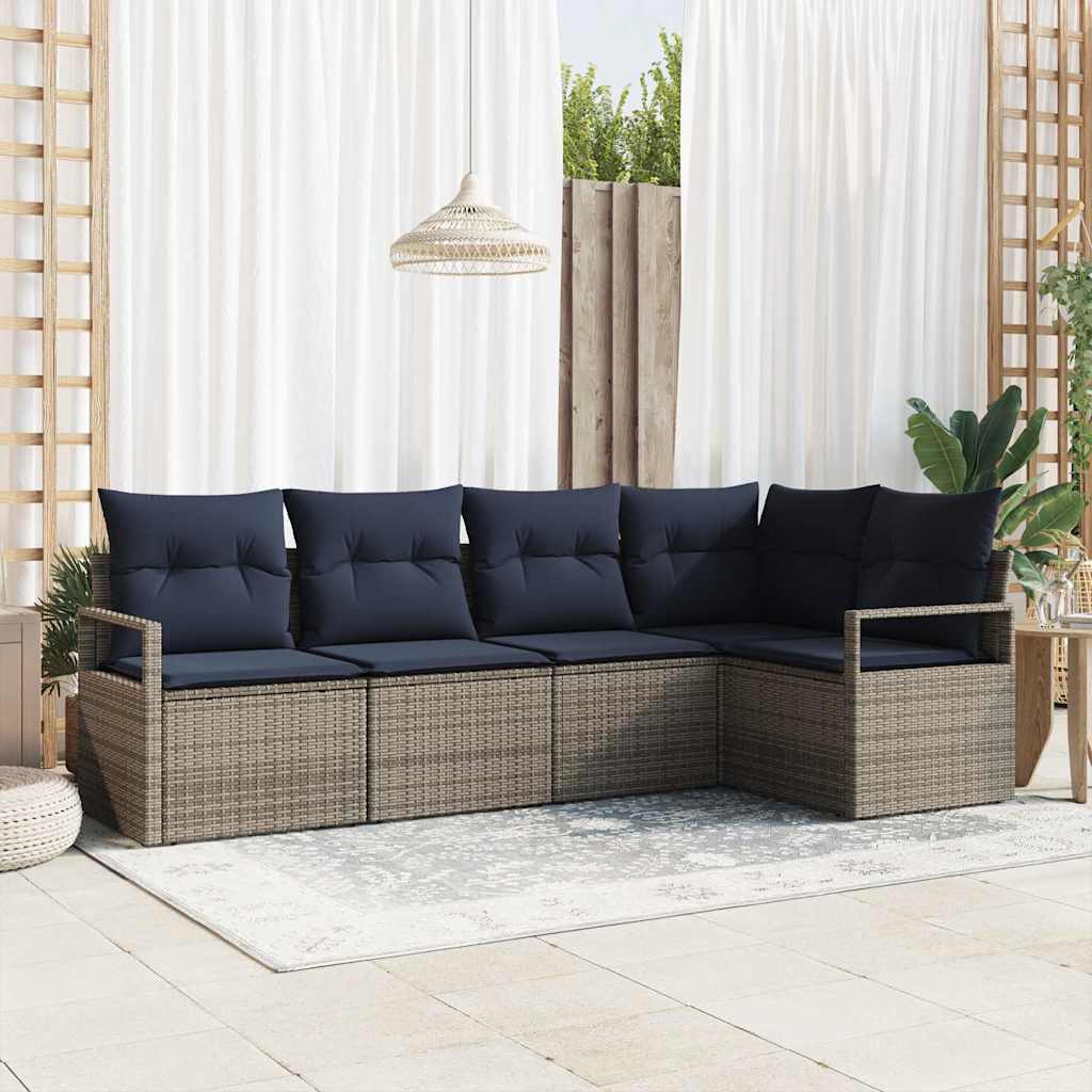 Bankstel 5 pcs Grijs poly rattan is nu te koop bij PeponiXL, paradijselijk wonen!