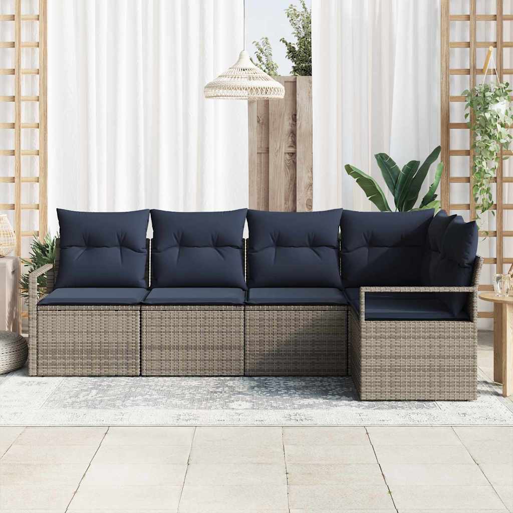 Bankstel 5 pcs Grijs poly rattan is nu te koop bij PeponiXL, paradijselijk wonen!
