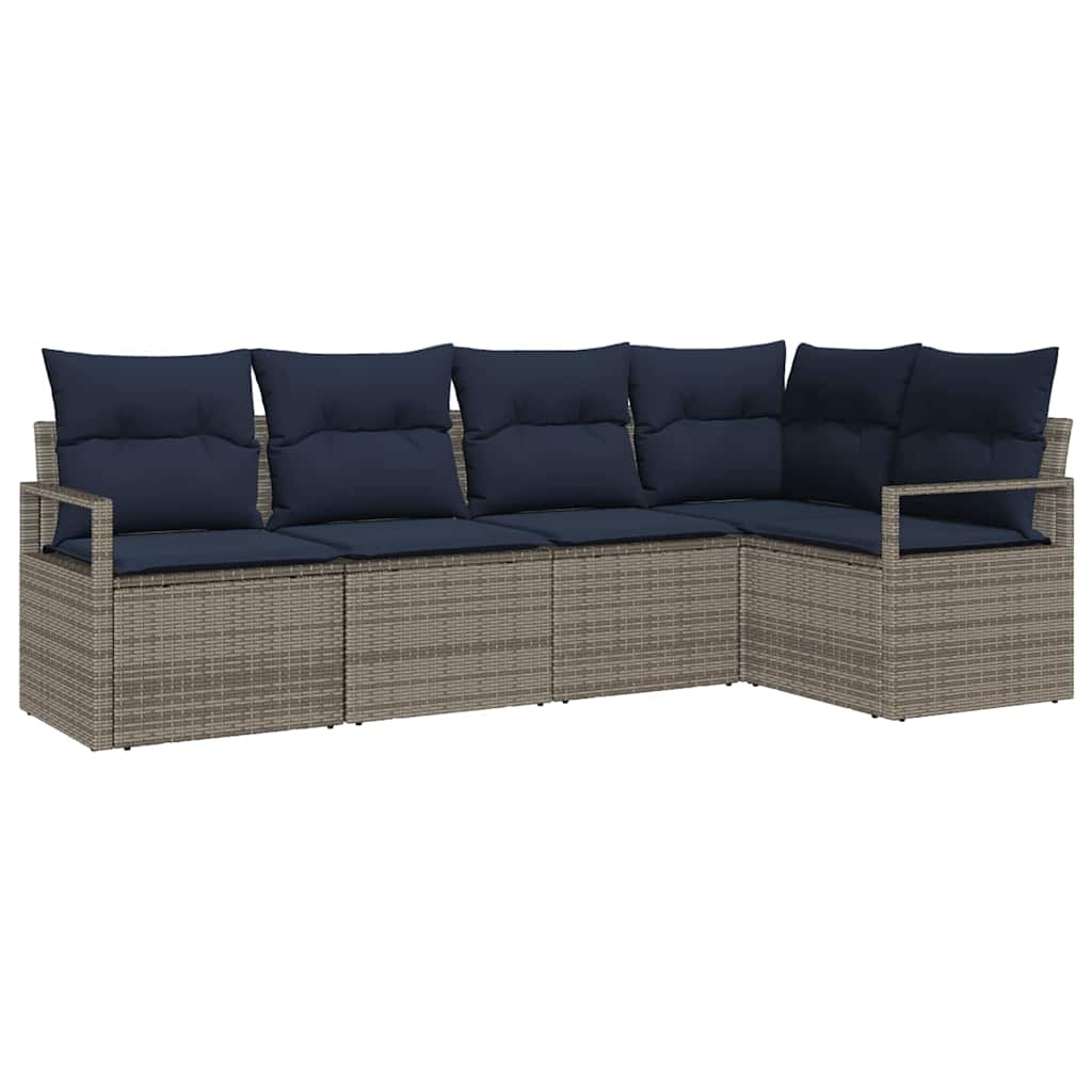 Bankstel 5 pcs Grijs poly rattan is nu te koop bij PeponiXL, paradijselijk wonen!