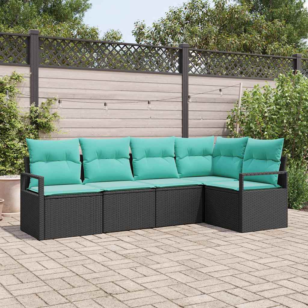 Bankstel 5 pcs Zwart poly rattan is nu te koop bij PeponiXL, paradijselijk wonen!