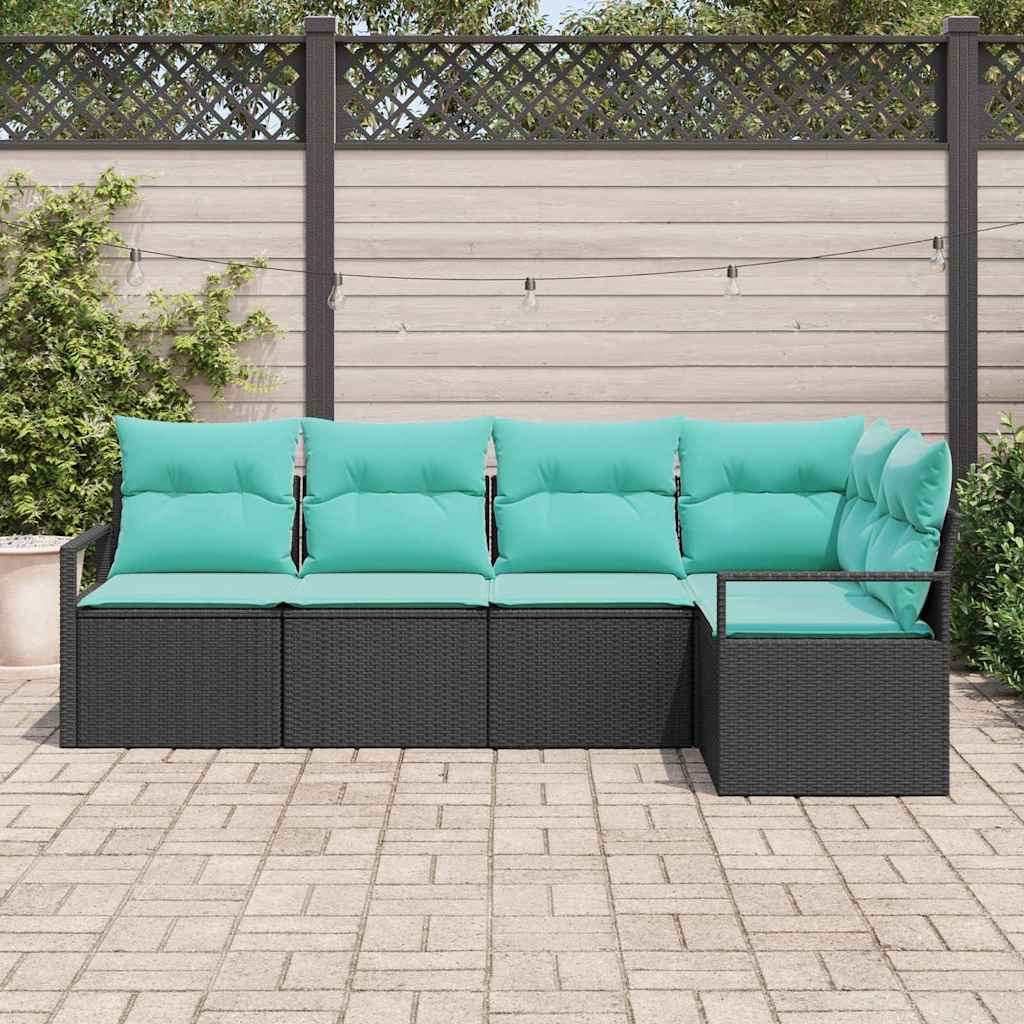 Bankstel 5 pcs Zwart poly rattan is nu te koop bij PeponiXL, paradijselijk wonen!