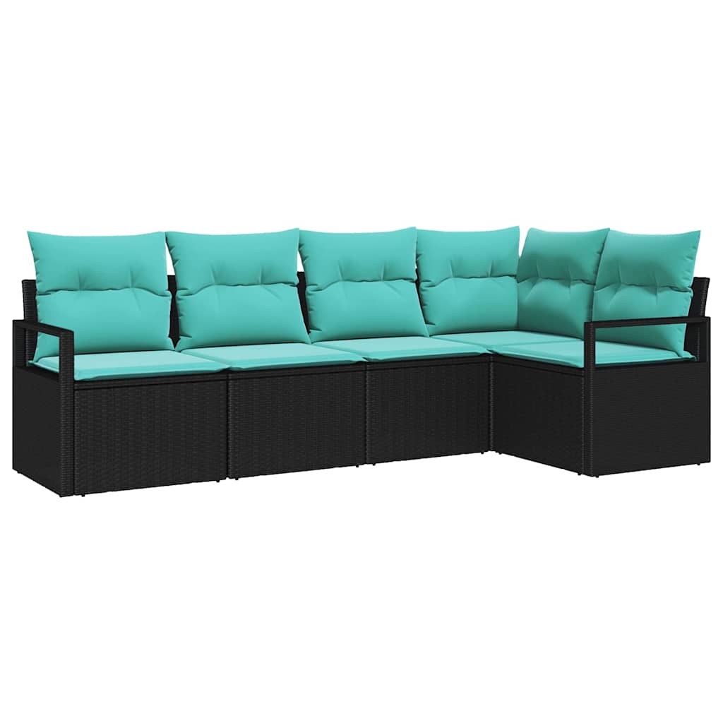 Bankstel 5 pcs Zwart poly rattan is nu te koop bij PeponiXL, paradijselijk wonen!