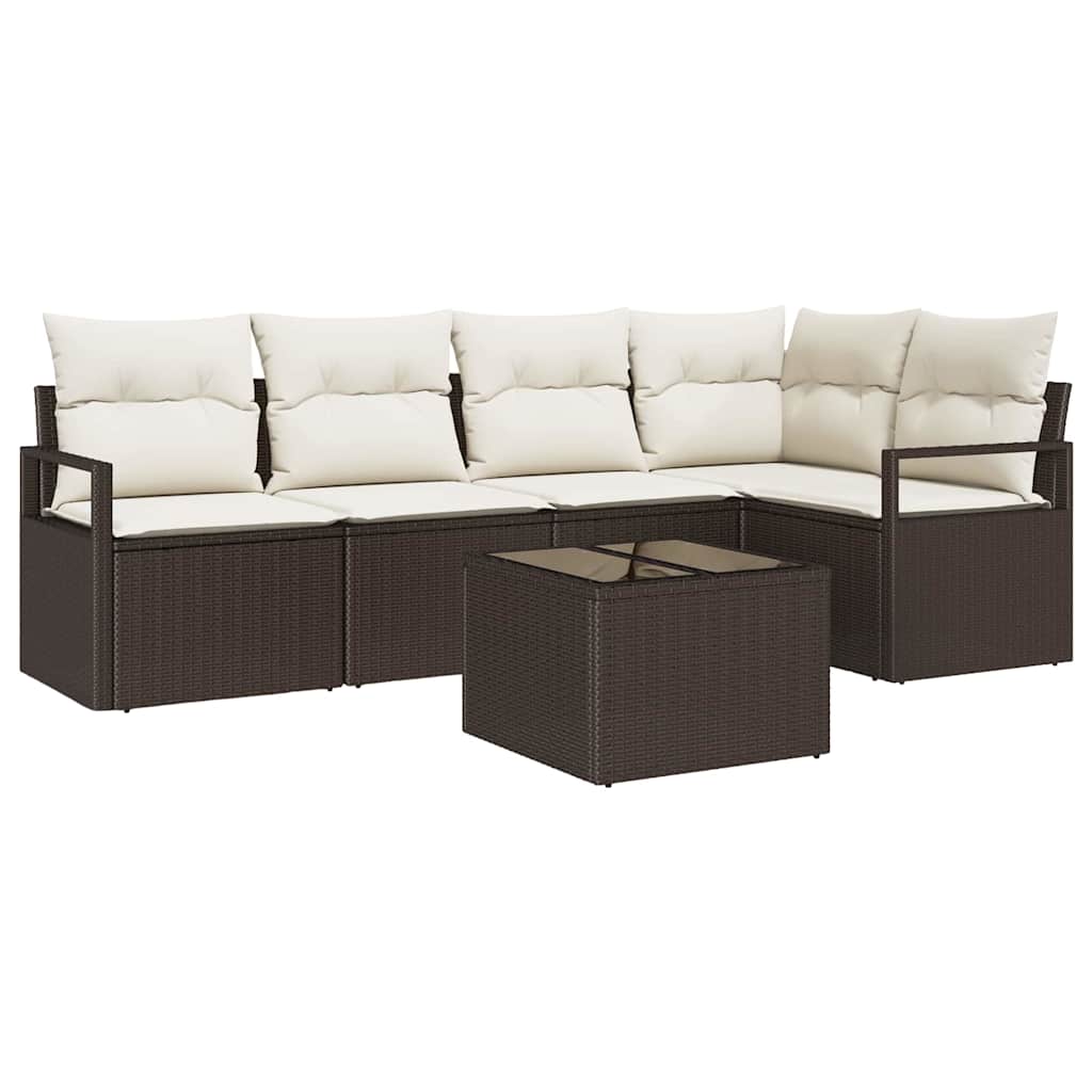 Bankstel met kussen 6 pcs Bruin poly rattan is nu te koop bij PeponiXL, paradijselijk wonen!