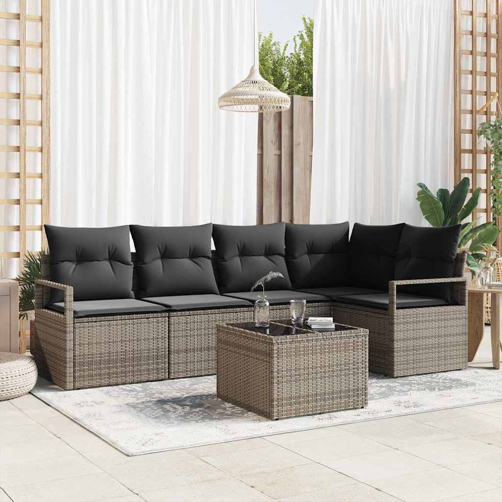 Bankstel 6 pcs Grijs poly rattan is nu te koop bij PeponiXL, paradijselijk wonen!