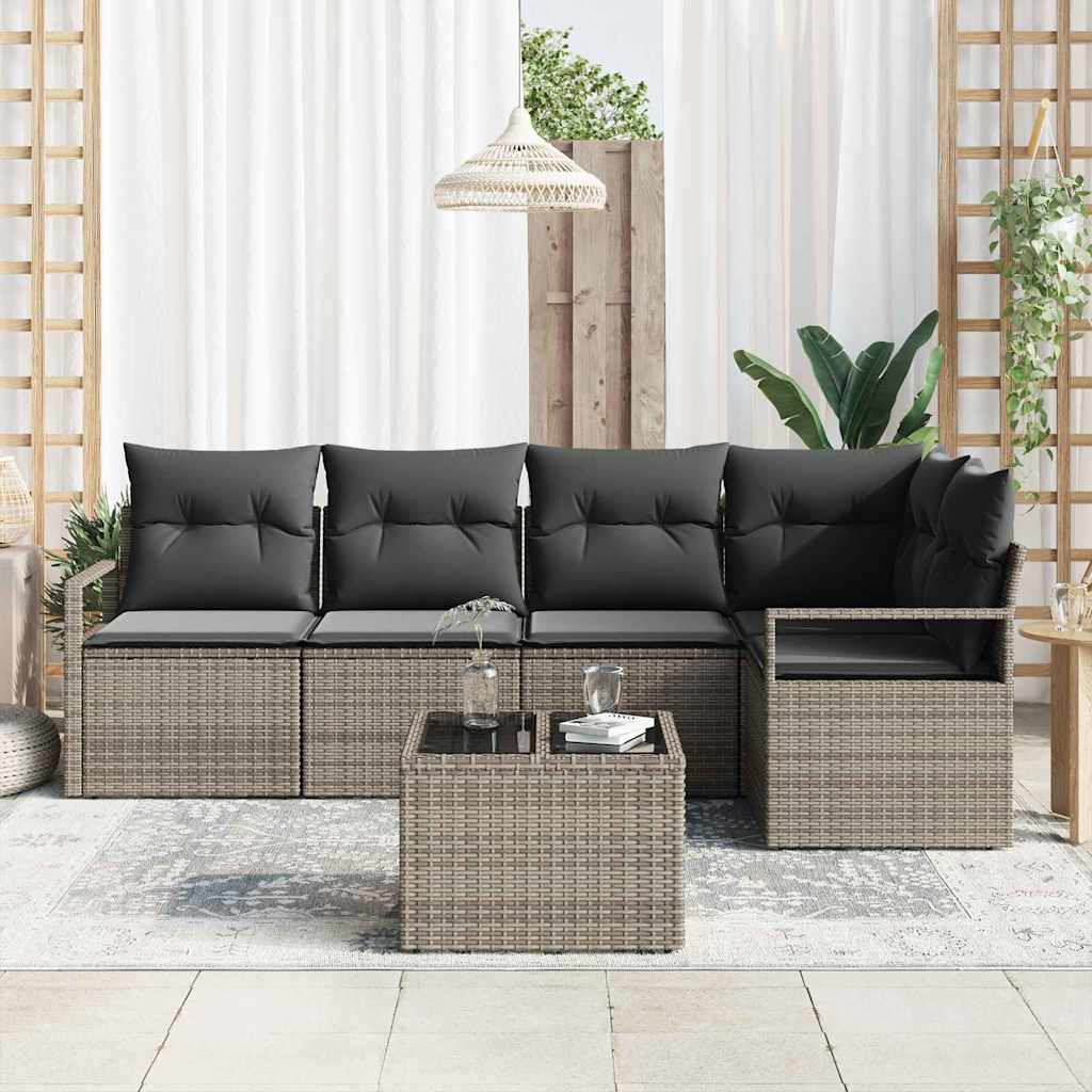 Bankstel 6 pcs Grijs poly rattan is nu te koop bij PeponiXL, paradijselijk wonen!