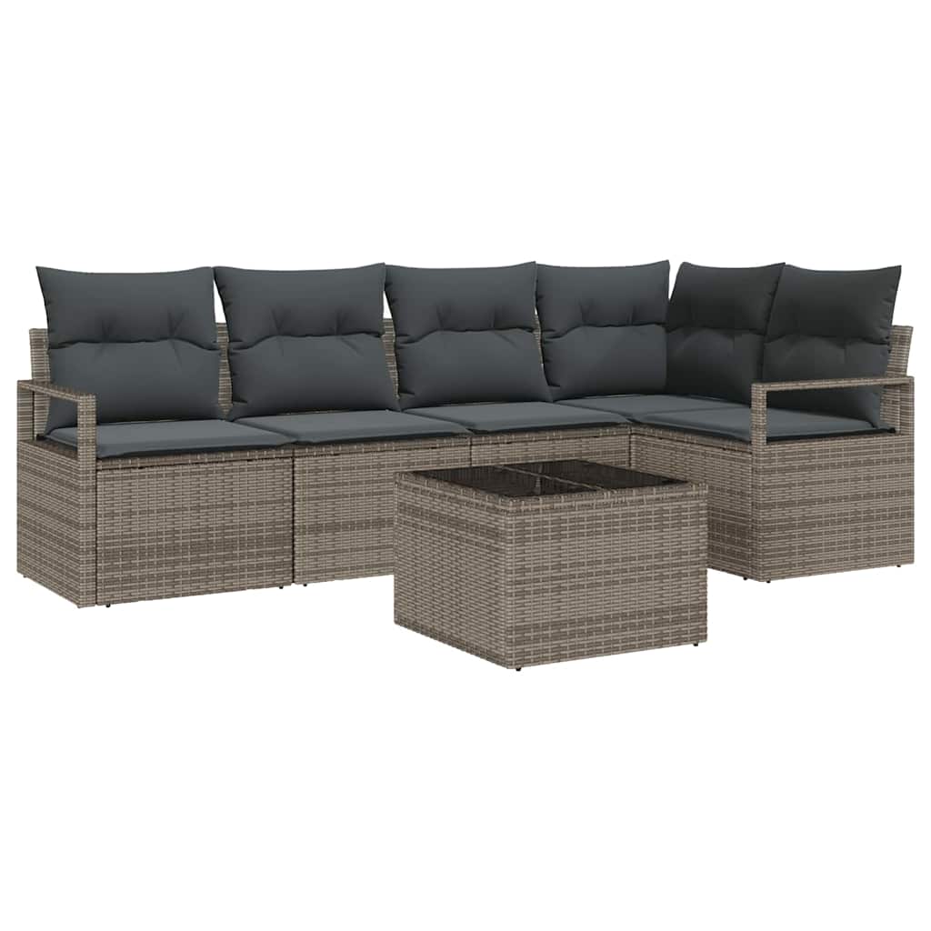 Bankstel 6 pcs Grijs poly rattan is nu te koop bij PeponiXL, paradijselijk wonen!