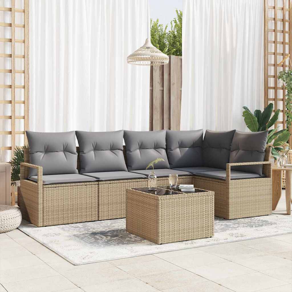 Bankstel 6 pcs Beige poly rattan is nu te koop bij PeponiXL, paradijselijk wonen!
