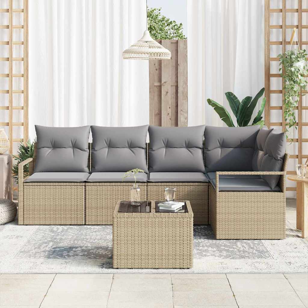 Bankstel 6 pcs Beige poly rattan is nu te koop bij PeponiXL, paradijselijk wonen!