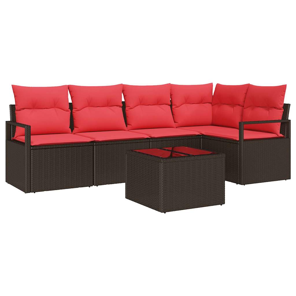 Bankstel 6 pcs Bruin poly rattan is nu te koop bij PeponiXL, paradijselijk wonen!