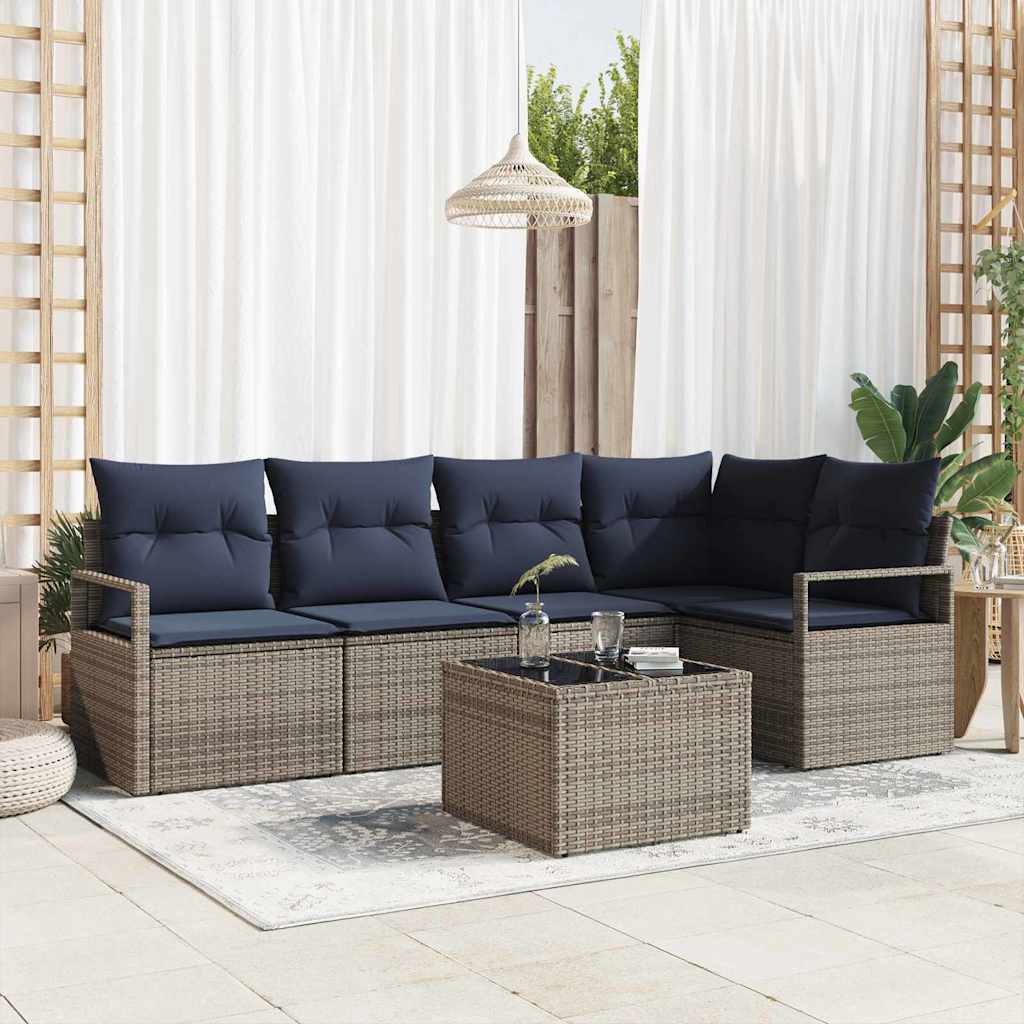 Bankstel 6 pcs Grijs poly rattan is nu te koop bij PeponiXL, paradijselijk wonen!