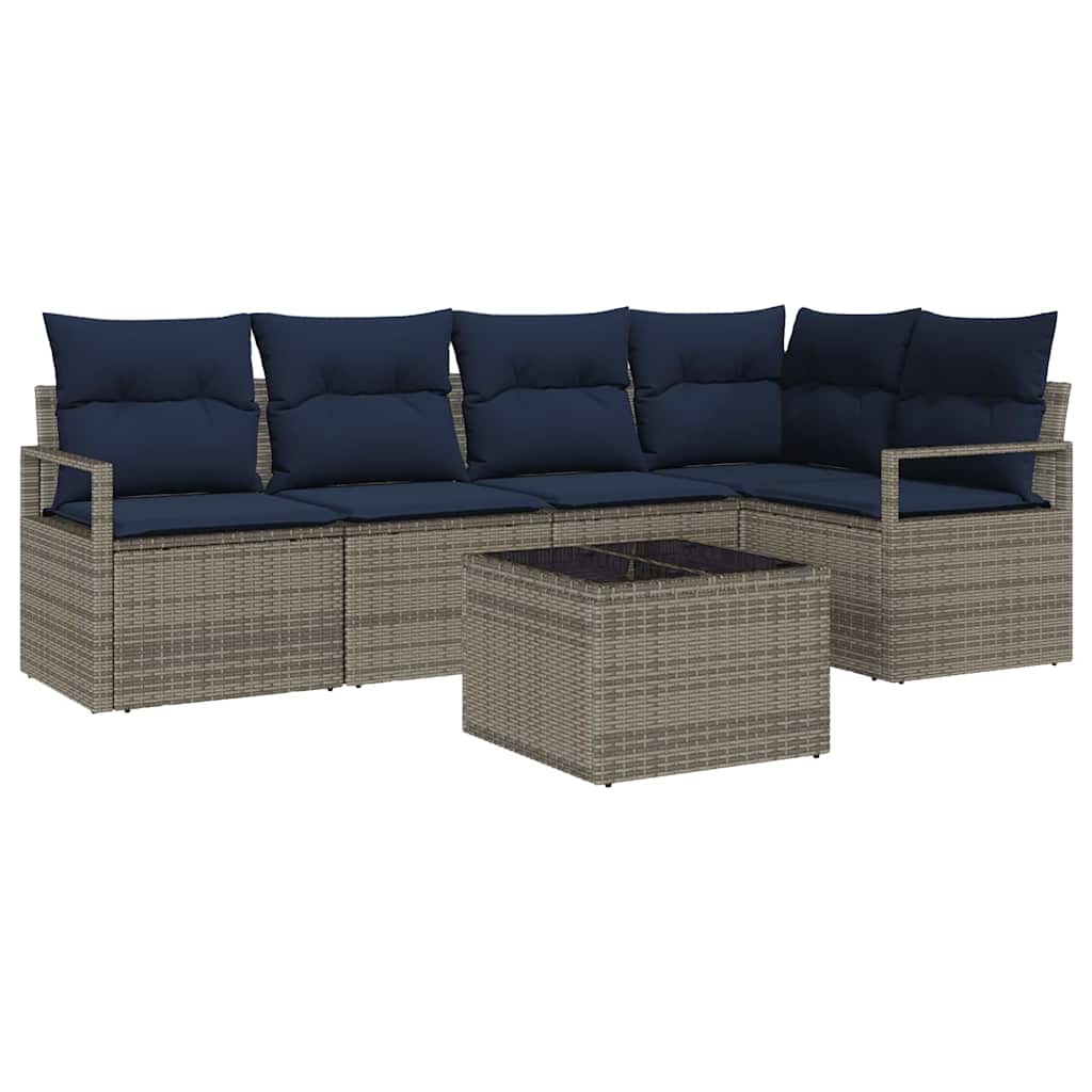 Bankstel 6 pcs Grijs poly rattan is nu te koop bij PeponiXL, paradijselijk wonen!