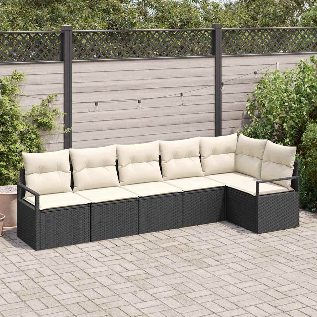 Bankstel 6 pcs Zwart poly rattan is nu te koop bij PeponiXL, paradijselijk wonen!