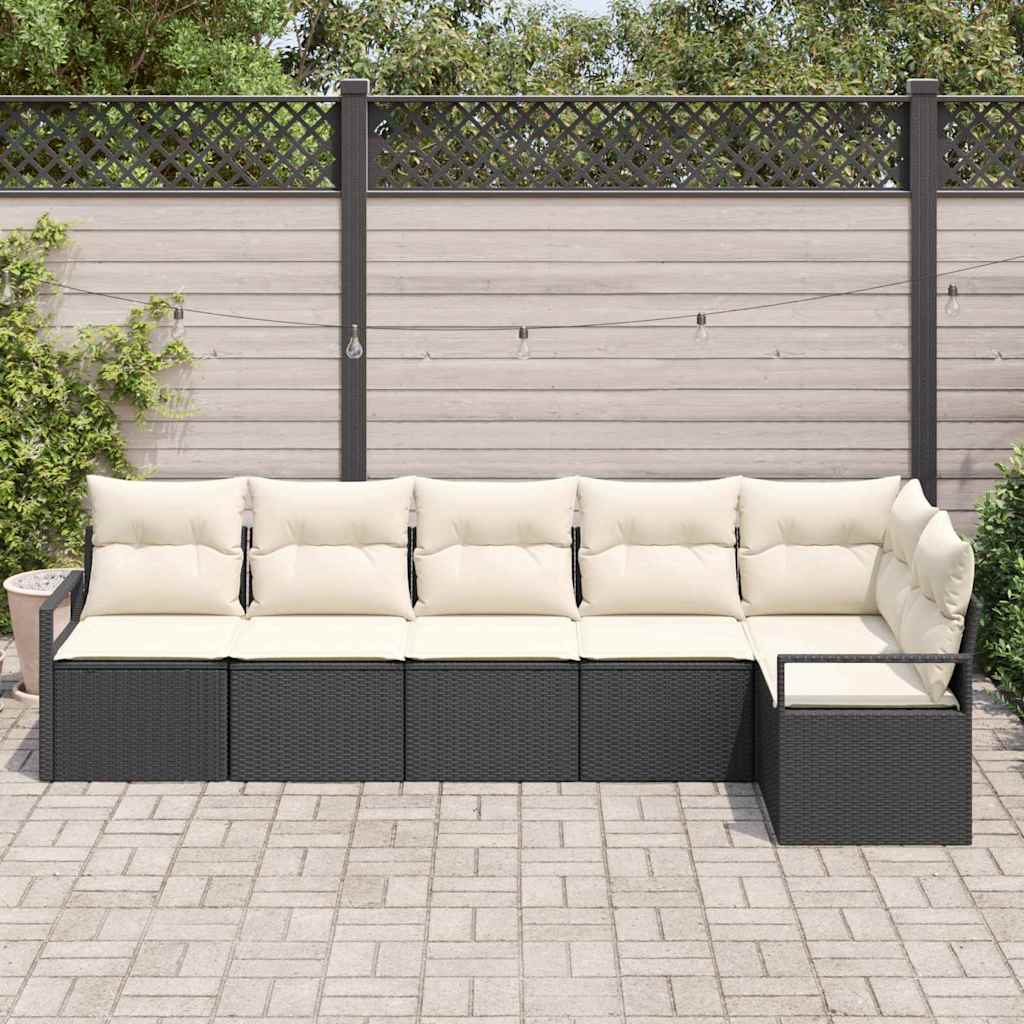 Bankstel 6 pcs Zwart poly rattan is nu te koop bij PeponiXL, paradijselijk wonen!