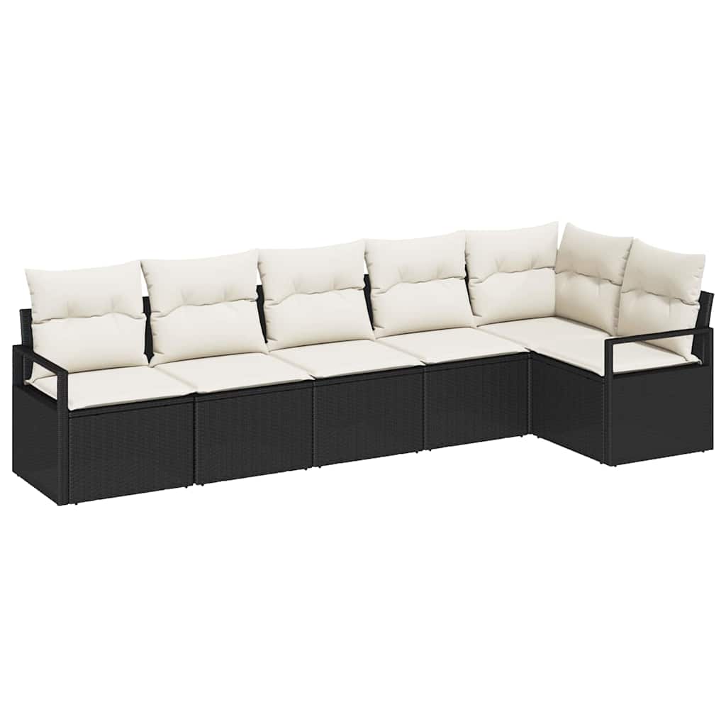 Bankstel 6 pcs Zwart poly rattan is nu te koop bij PeponiXL, paradijselijk wonen!