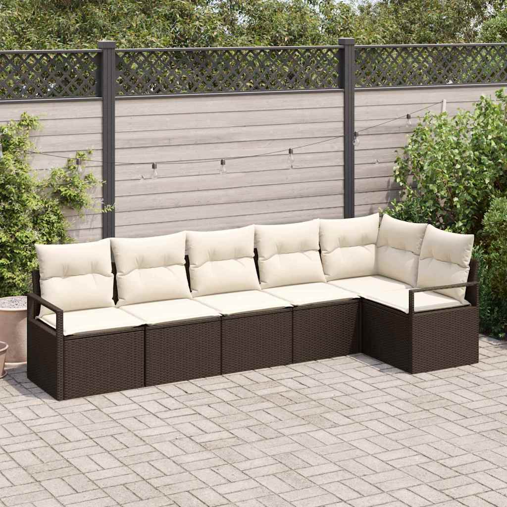 Bankstel 6 pcs Bruin poly rattan is nu te koop bij PeponiXL, paradijselijk wonen!