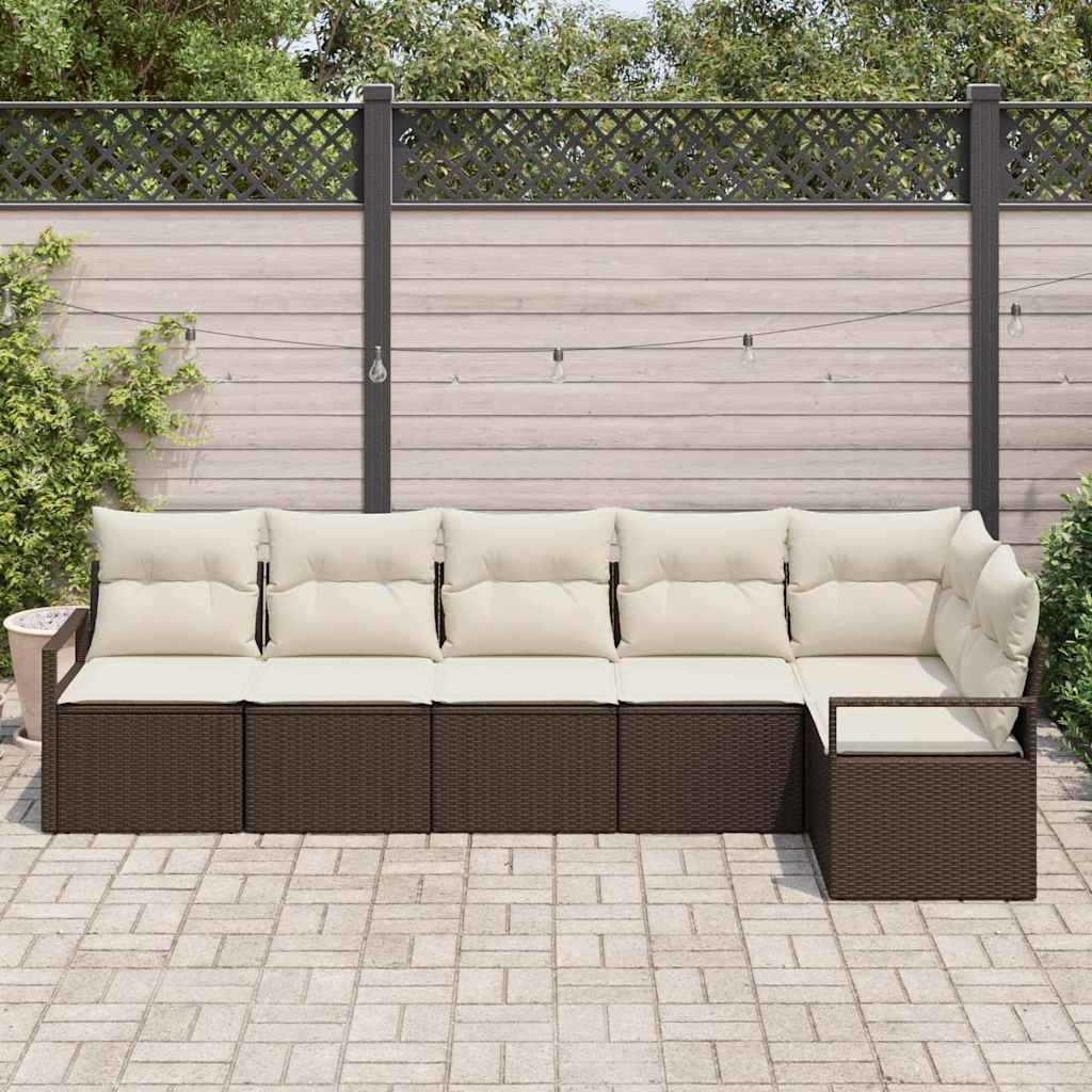 Bankstel 6 pcs Bruin poly rattan is nu te koop bij PeponiXL, paradijselijk wonen!
