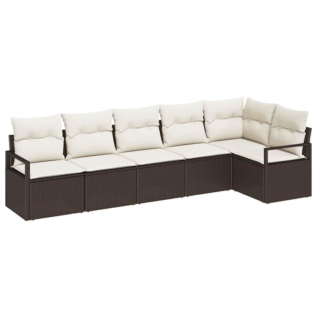 Bankstel 6 pcs Bruin poly rattan is nu te koop bij PeponiXL, paradijselijk wonen!