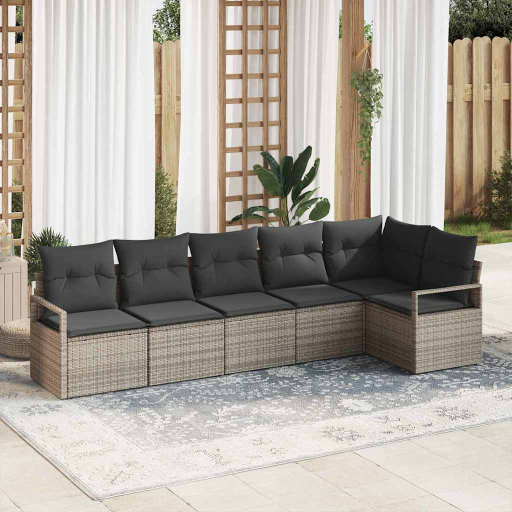 Bankstel 6 pcs Grijs poly rattan is nu te koop bij PeponiXL, paradijselijk wonen!
