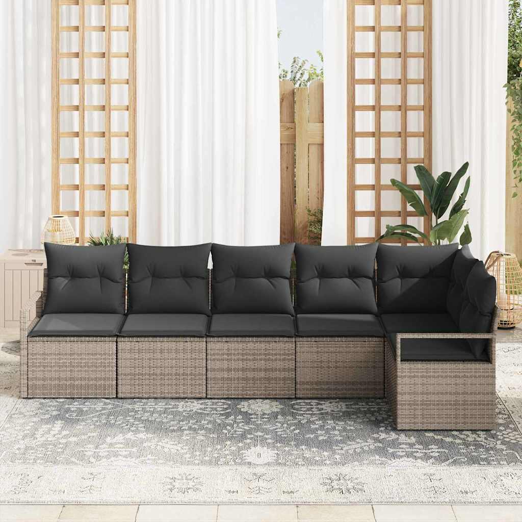 Bankstel 6 pcs Grijs poly rattan is nu te koop bij PeponiXL, paradijselijk wonen!