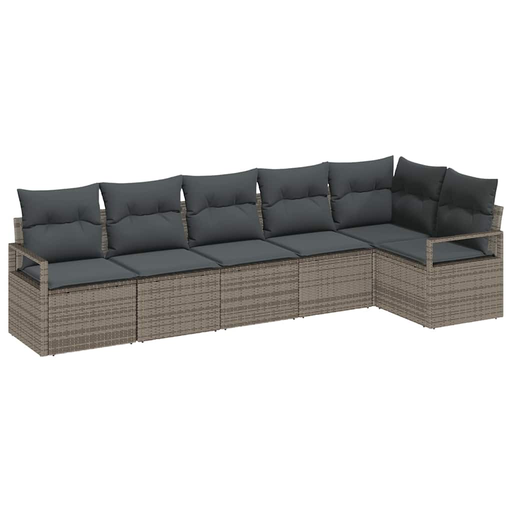 Bankstel 6 pcs Grijs poly rattan is nu te koop bij PeponiXL, paradijselijk wonen!
