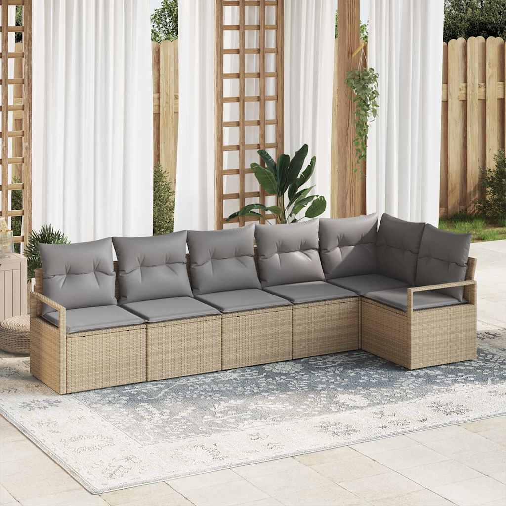 Bankstel 6 pcs Beige poly rattan is nu te koop bij PeponiXL, paradijselijk wonen!