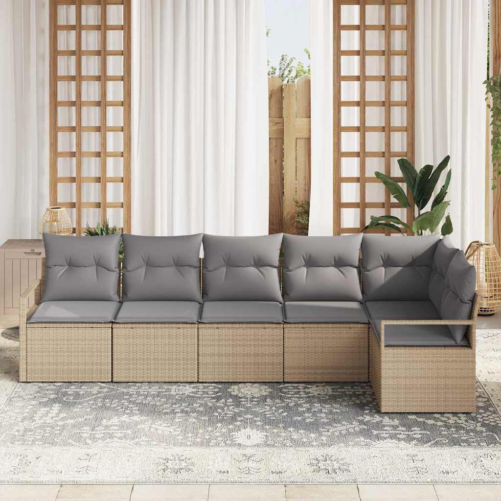 Bankstel 6 pcs Beige poly rattan is nu te koop bij PeponiXL, paradijselijk wonen!