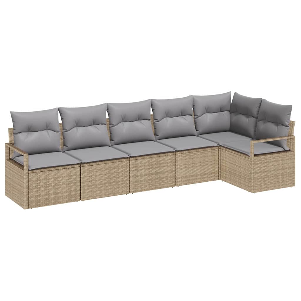 Bankstel 6 pcs Beige poly rattan is nu te koop bij PeponiXL, paradijselijk wonen!