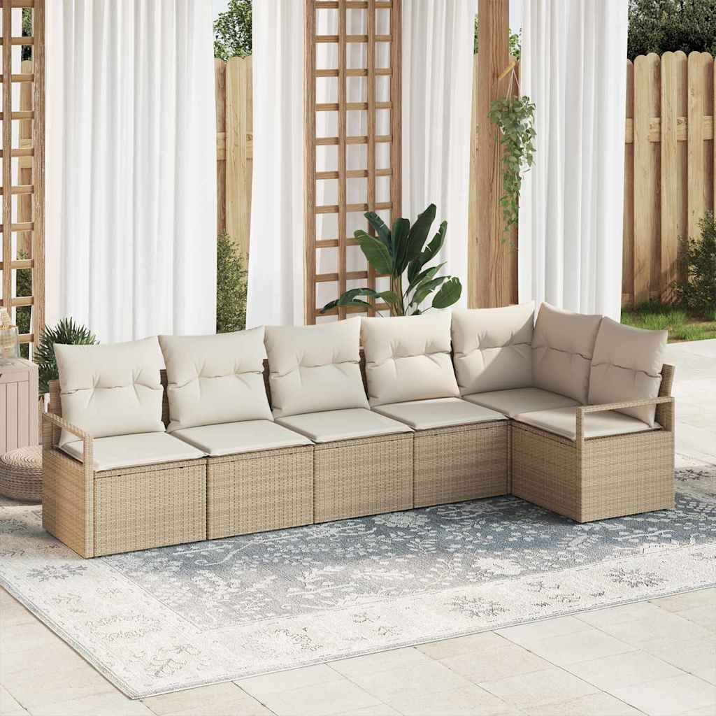 Bankstel 6 pcs Beige poly rattan is nu te koop bij PeponiXL, paradijselijk wonen!