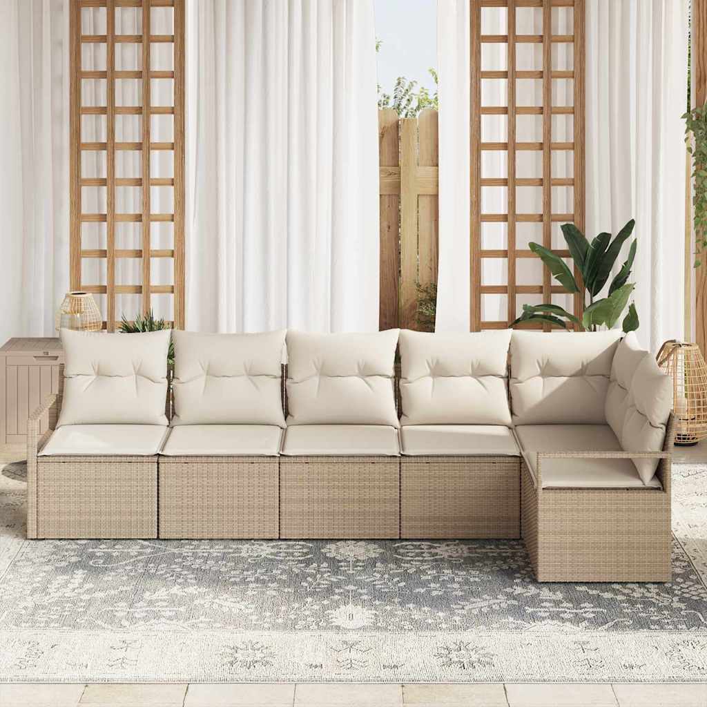 Bankstel 6 pcs Beige poly rattan is nu te koop bij PeponiXL, paradijselijk wonen!