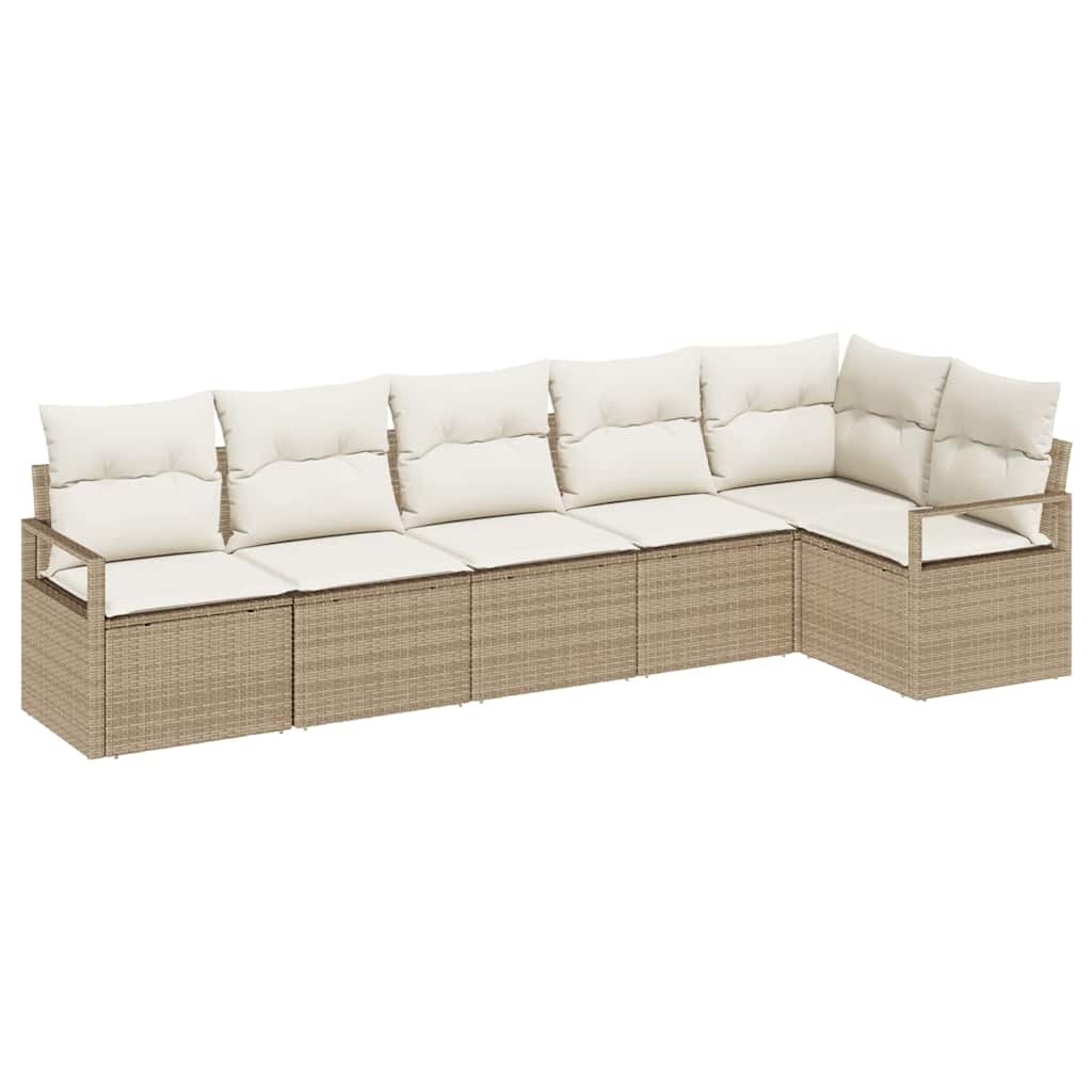Bankstel 6 pcs Beige poly rattan is nu te koop bij PeponiXL, paradijselijk wonen!