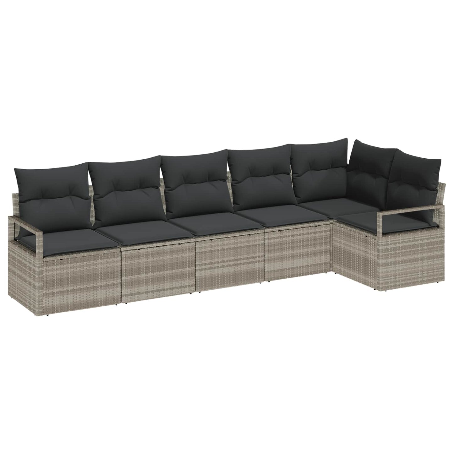 Bankstel 6 pcs Lichtgrijs poly rattan is nu te koop bij PeponiXL, paradijselijk wonen!