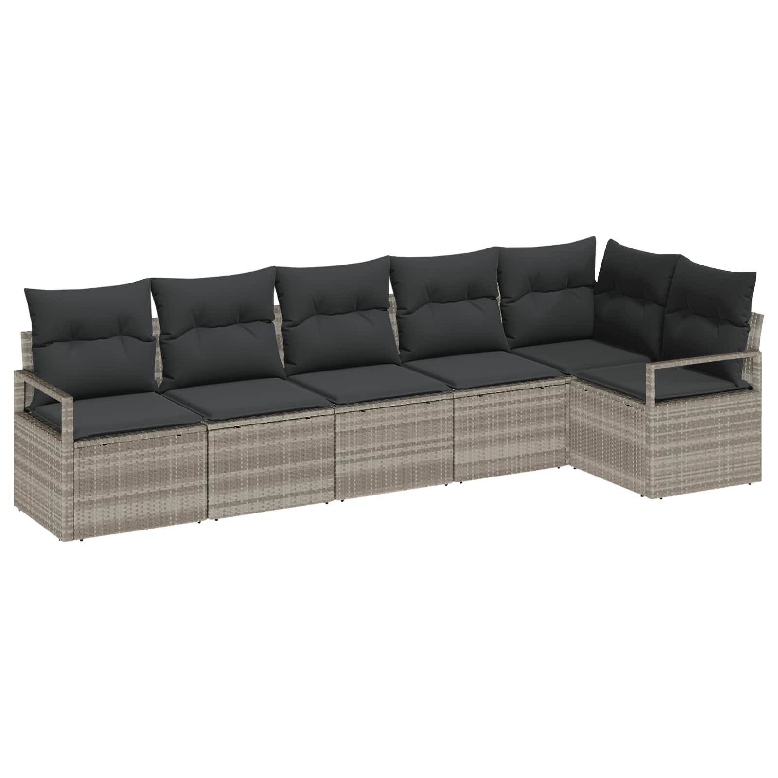 Bankstel 6 pcs Lichtgrijs poly rattan is nu te koop bij PeponiXL, paradijselijk wonen!
