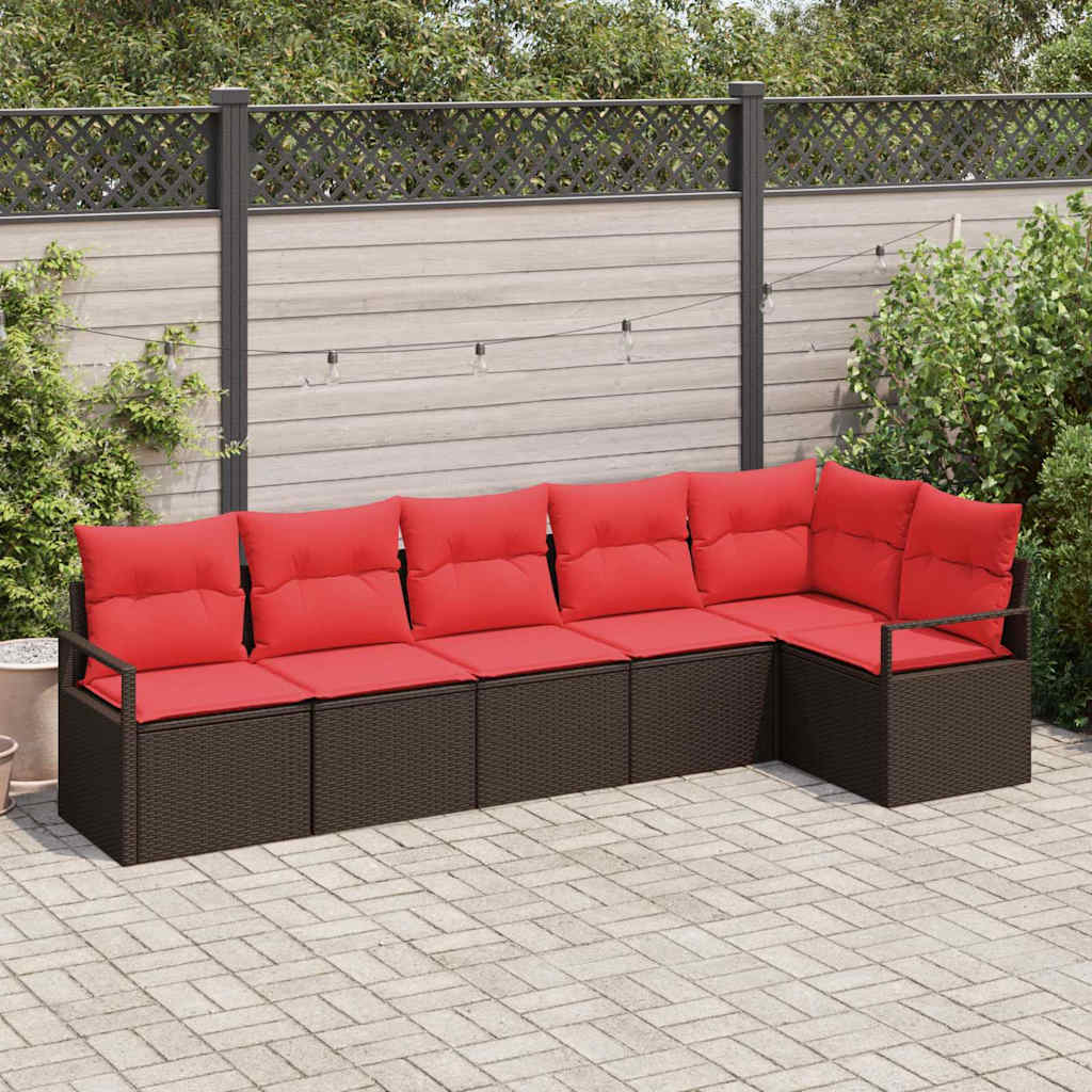 Bankstel 6 pcs Bruin poly rattan is nu te koop bij PeponiXL, paradijselijk wonen!