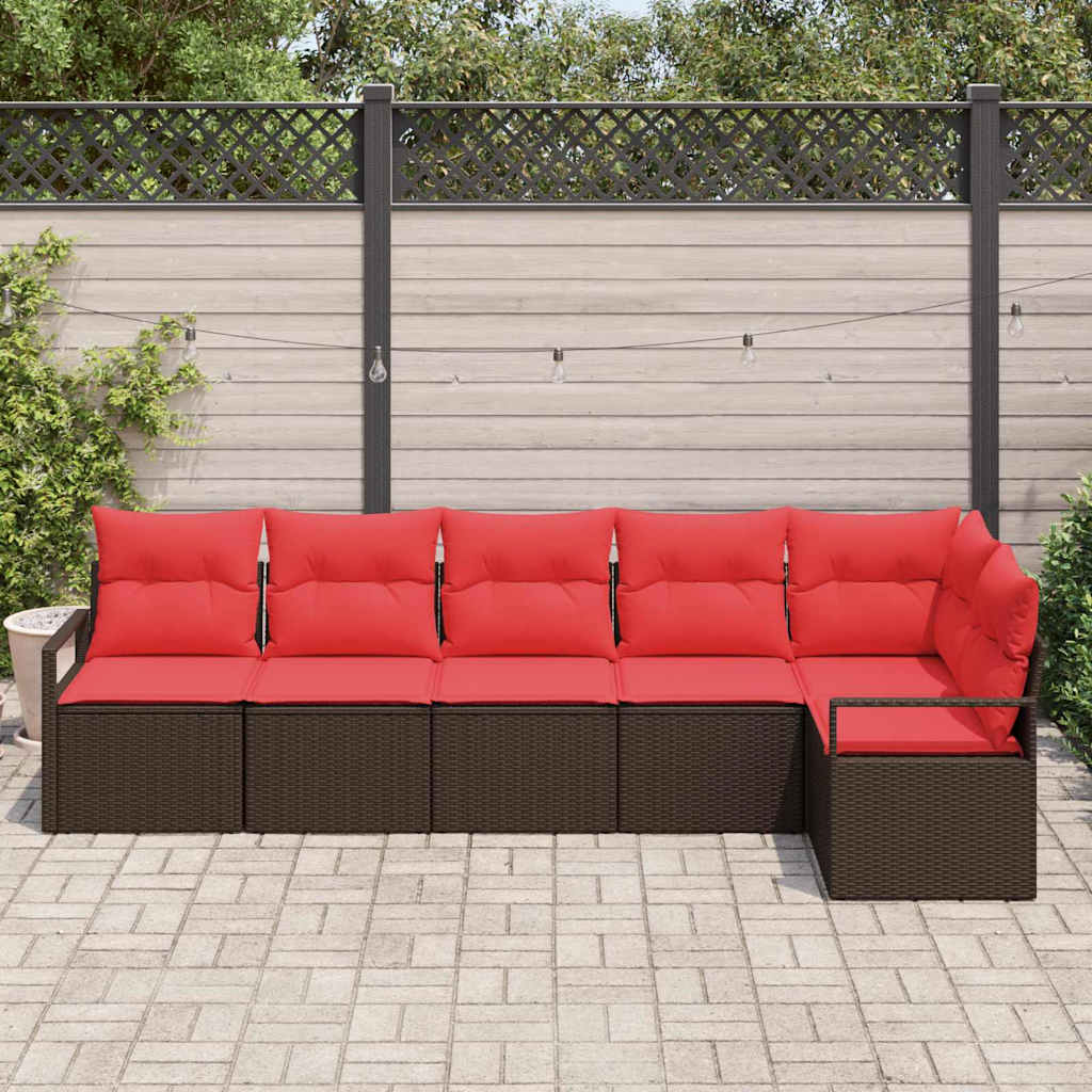 Bankstel 6 pcs Bruin poly rattan is nu te koop bij PeponiXL, paradijselijk wonen!