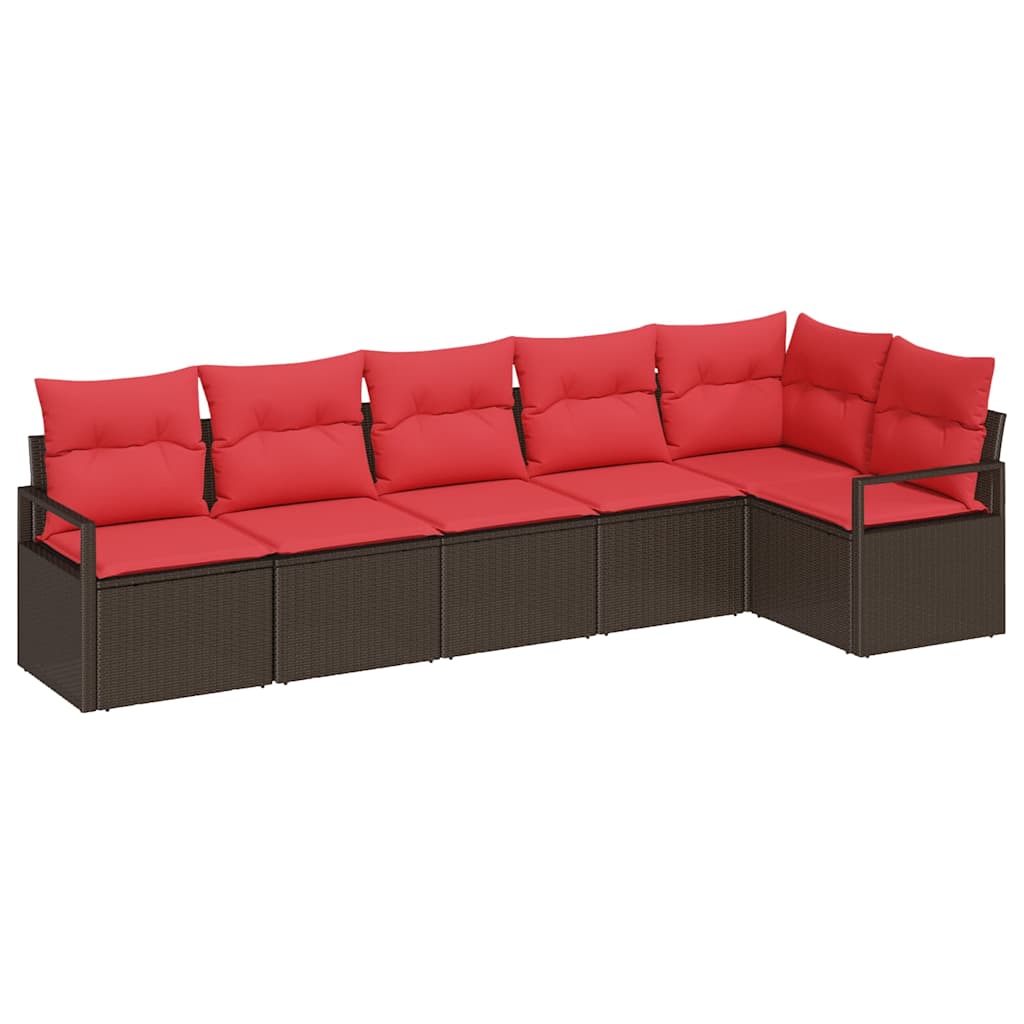 Bankstel 6 pcs Bruin poly rattan is nu te koop bij PeponiXL, paradijselijk wonen!